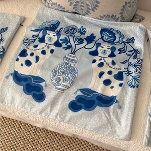 Blue and White Dog Motif Tapestry